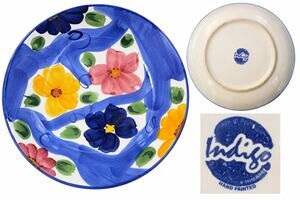 Himark Indigo Hand Painted Floral Ceramic Pasta Serving Bowl 13” Portugal